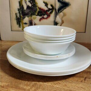 (12) Corelle All White Dinnerware Bundle Plates & Bowls